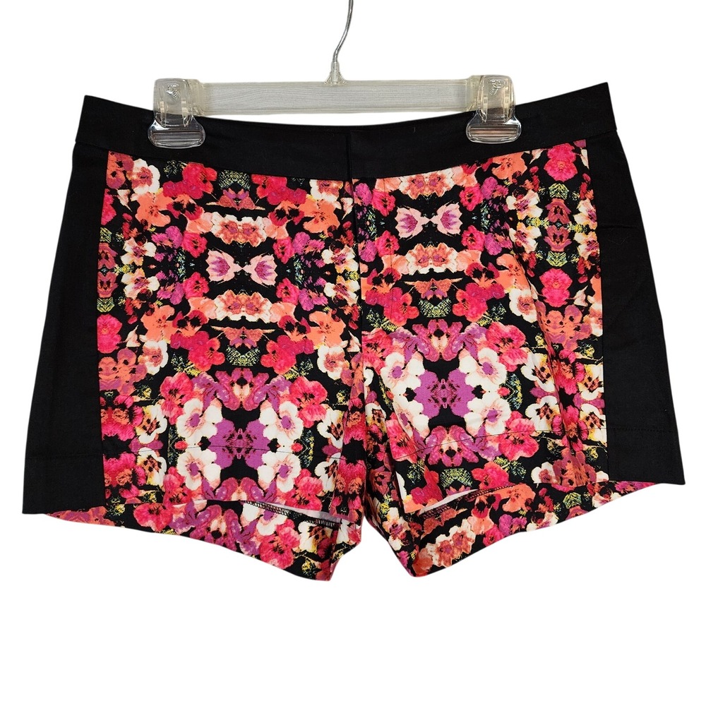NICOLE MILLER Size 8 Colorful Floral Tuxedo Cotton Stretch Resortwear Shorts EUC